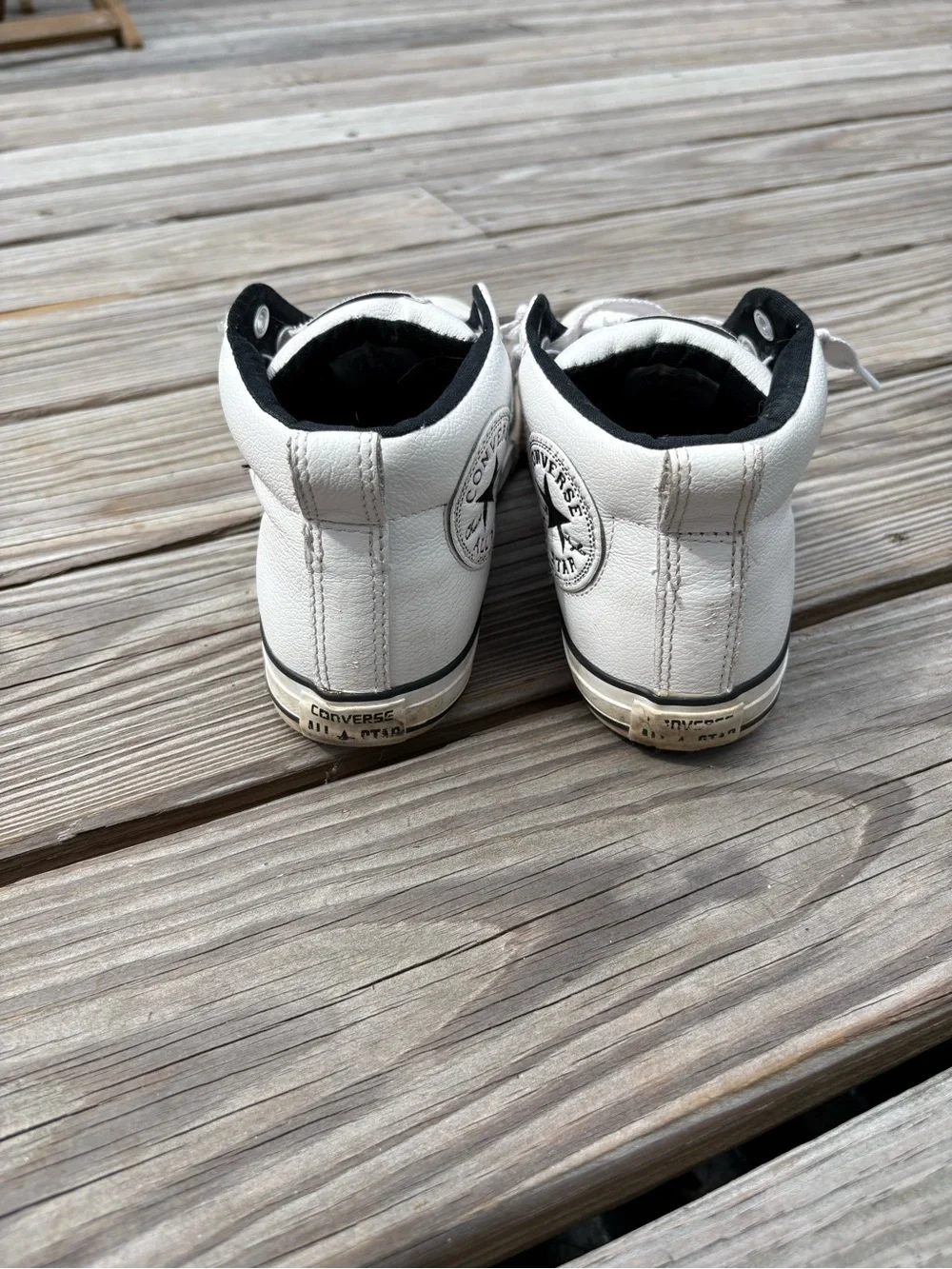 Converse Boys White and Black Leather All Star Low-Top Sneakers Size 6